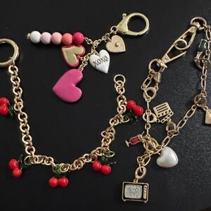 3 Gold-Tone Charm keychains/ bag chains